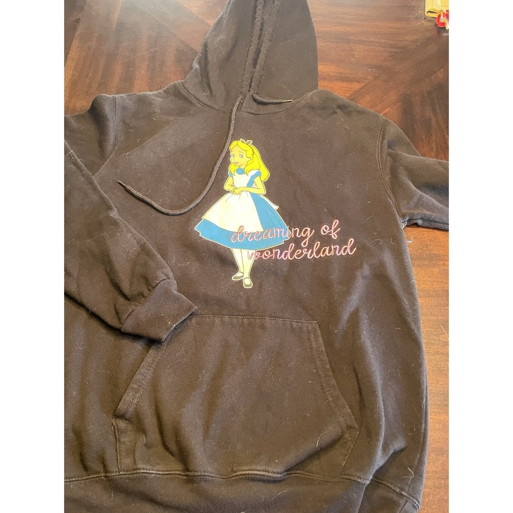 Disney Alice In Wonderland Embroidered Hooded Sweatshirt Small 4-6 - Picture 1 of 3